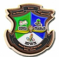 La bandera fue diseñada y adoptada en 2011 mediante un concurso entre los estudiantes fundadores del ciclo de básica secundaria. ​Consta de tres franjas horizontales de igual tamaño, cuyo simbolismo es: ​Franja Superior (Verde Lima): Representa el crecimiento institucional, el espíritu ambiental, las riquezas naturales, la agricultura e industria, y la conexión con el pensamiento científico y tecnológico. ​Franja Intermedia (Blanco): Simboliza la pureza, la libertad, el optimismo, y los valores éticos y morales enfocados en la formación para la paz. ​Franja Inferior (Azul Rey): Simboliza las riquezas hídricas de la región y el trabajo comunitario enlazado a valores como la verdad, la responsabilidad y la armonía para generar ideas de cambio. ​En esencia, la bandera refleja el compromiso con el medio ambiente, la formación en valores para la paz, y el trabajo comunitario ligado a las riquezas hídricas y agrícolas de la región.